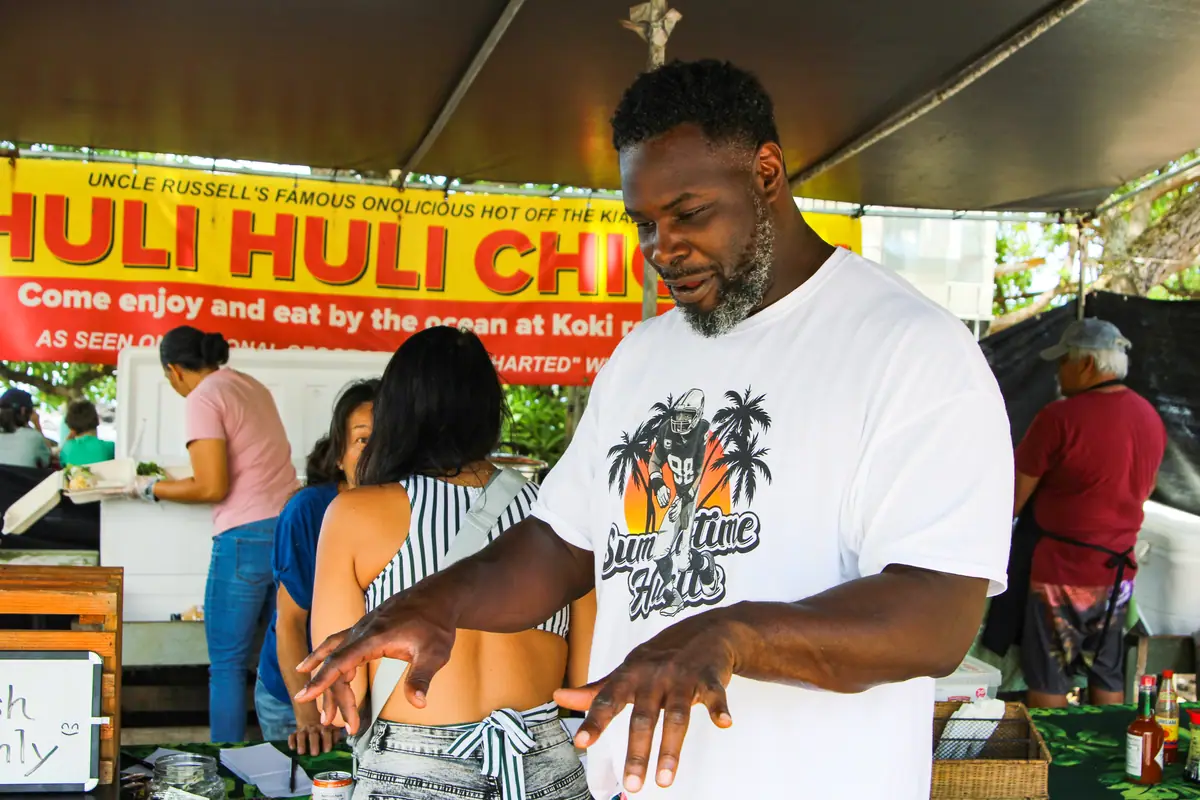 The huli huli chicken stand at Koki Beach